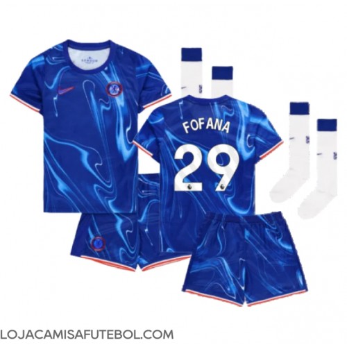 Camisa de Futebol Chelsea Wesley Fofana #29 Equipamento Principal Infantil 2024-25 Manga Curta (+ Calças curtas)